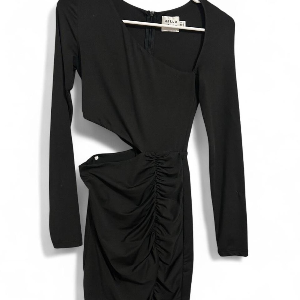 Hello Molly Black Asymmetrical Ruched Bodycon Dress